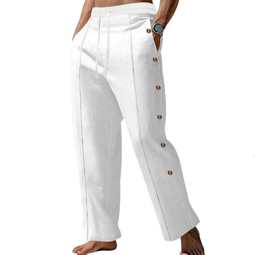 Casual beach pants for men with side snap buttons and elastic waist Amarae