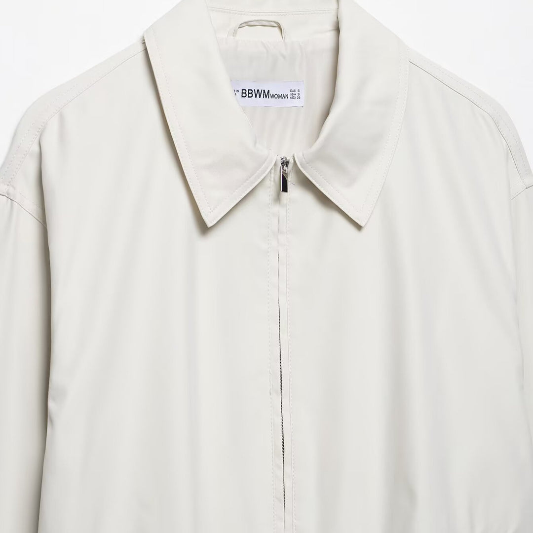 Women's lightweight bomber jacket with collar and elastic hem