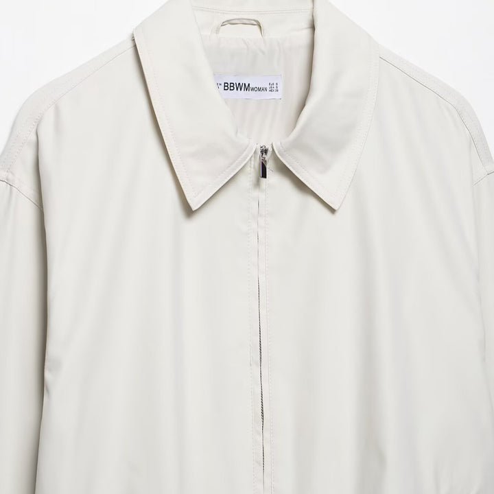 Women's lightweight bomber jacket with collar and elastic hem