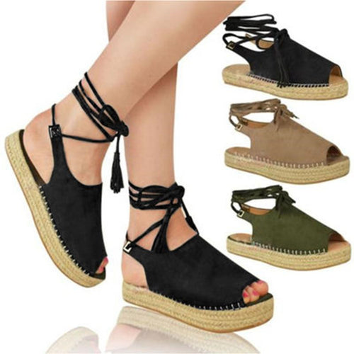 Elegant ladies espadrilles with woven jute sole and laces Amarae