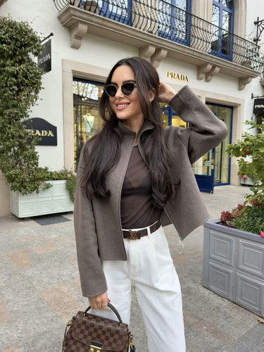 Contemporary transition jacket for women with high-quality high collar and full zip Amarae
