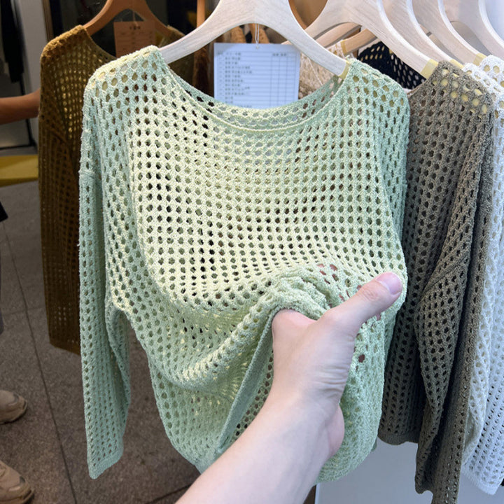 Pull féminin aéré en tricot avec motif de maille grossière Chic & Stil