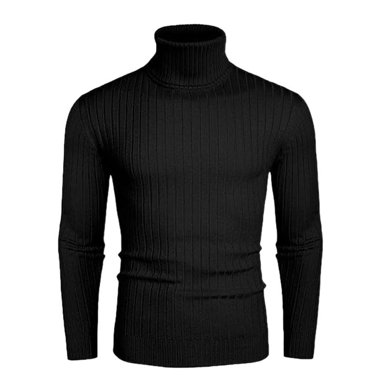 Knit sweater for men with high collar and ribbed pattern Lune London