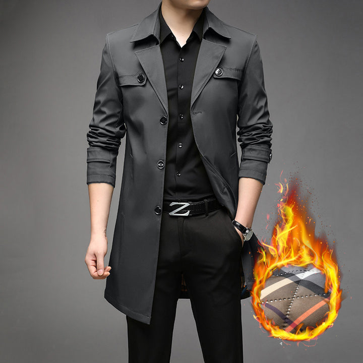 Men's Light Trench Coat with Tailored Fit, Chest Pockets and Adjustable Sleeve Straps Amarae