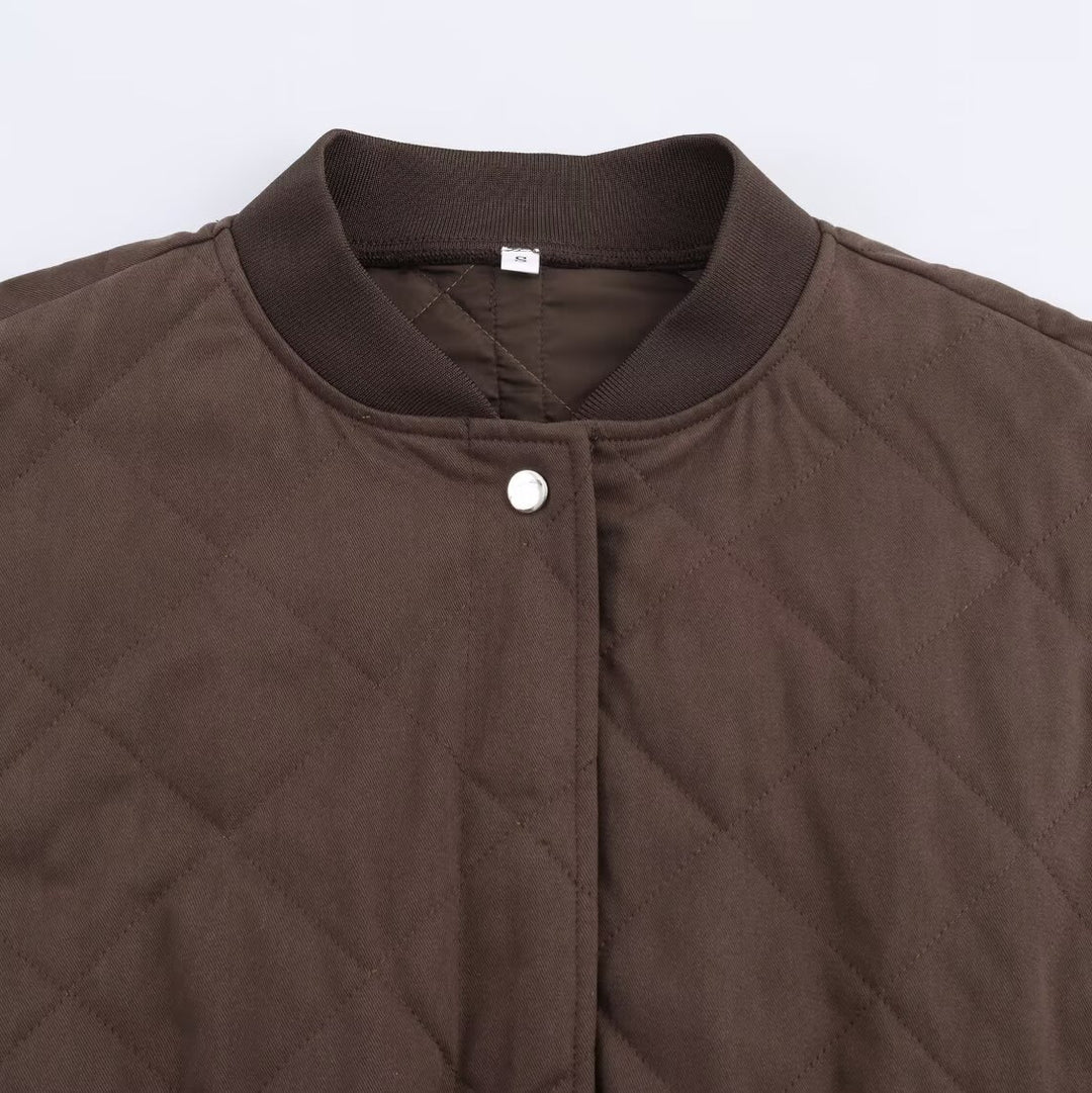 Women Oversized Quilted Blouson with Raglan Sleeves and Patch Pockets Amarae