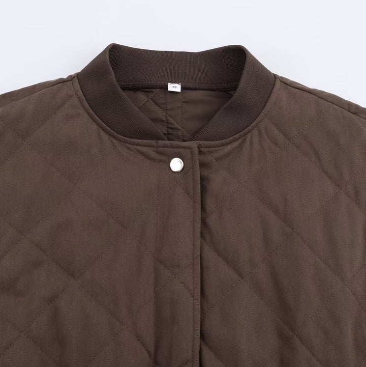 Women Oversized Quilted Blouson with Raglan Sleeves and Patch Pockets Amarae