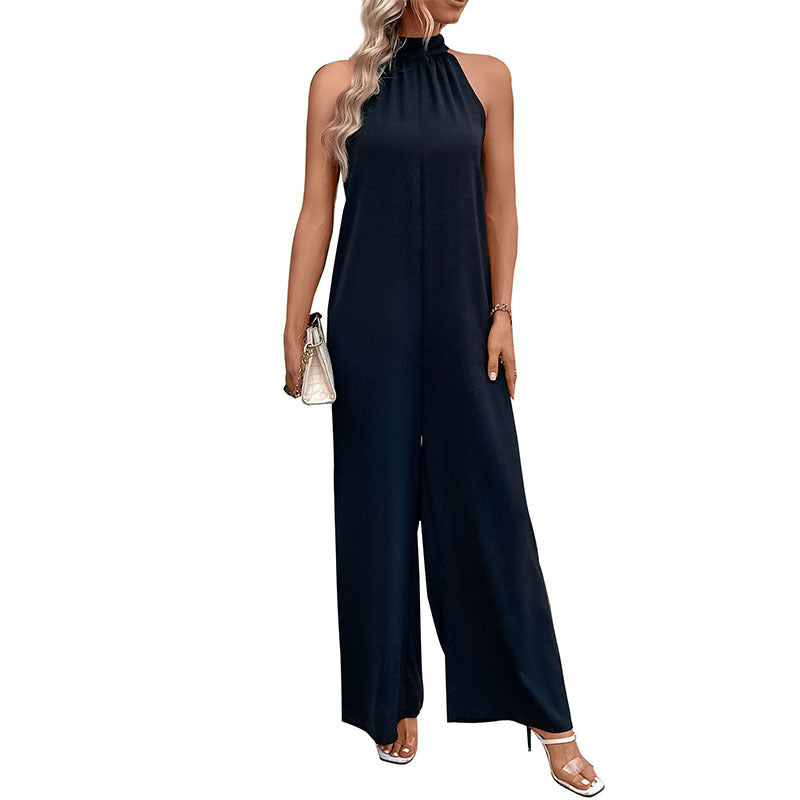 Women Elegant high collar jumpsuit with wide leg design Lune London