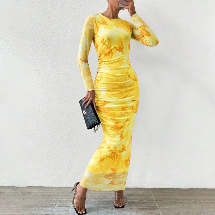 Robe maxi élégante pour femmes avec motif floral et coupe longue Chic & Stil