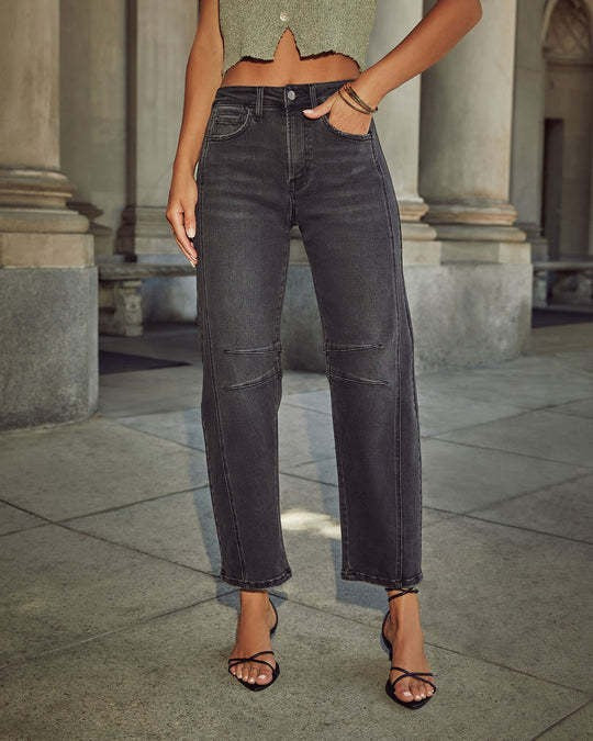 High-waisted loose jeans for women with textured design Lune London