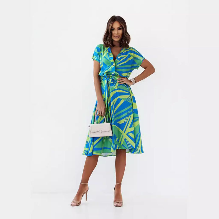 Ladies Tropical Print Shirt Dress Lune London