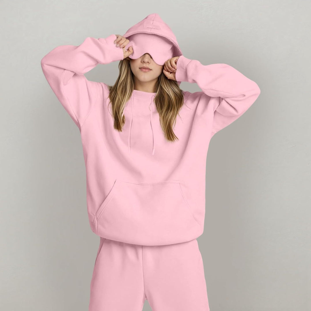 Ladies oversized hoodie with integrated sleep mask design Amarae
