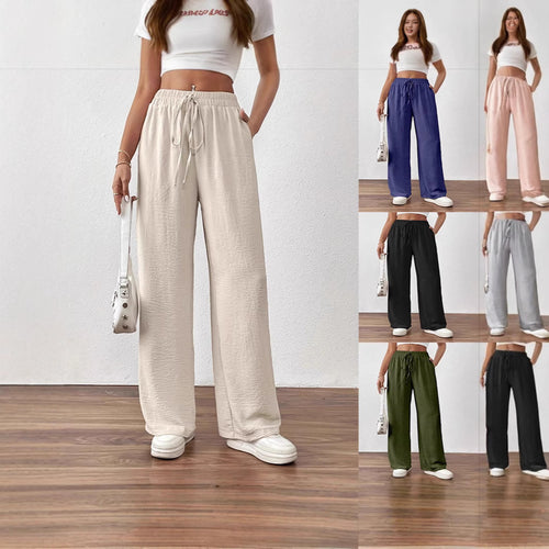 Loose linen pants for women with elastic waist and side pockets Amarae