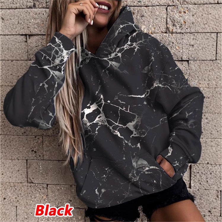 Women's hoodie with stylish marble pattern Lune London