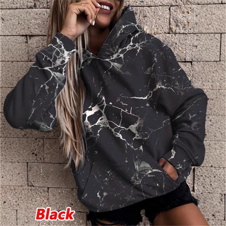 Women's hoodie with stylish marble pattern Lune London