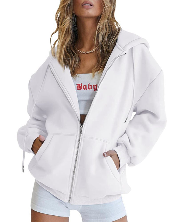 Oversized hooded jacket for women with practical pockets and zipper Lune London