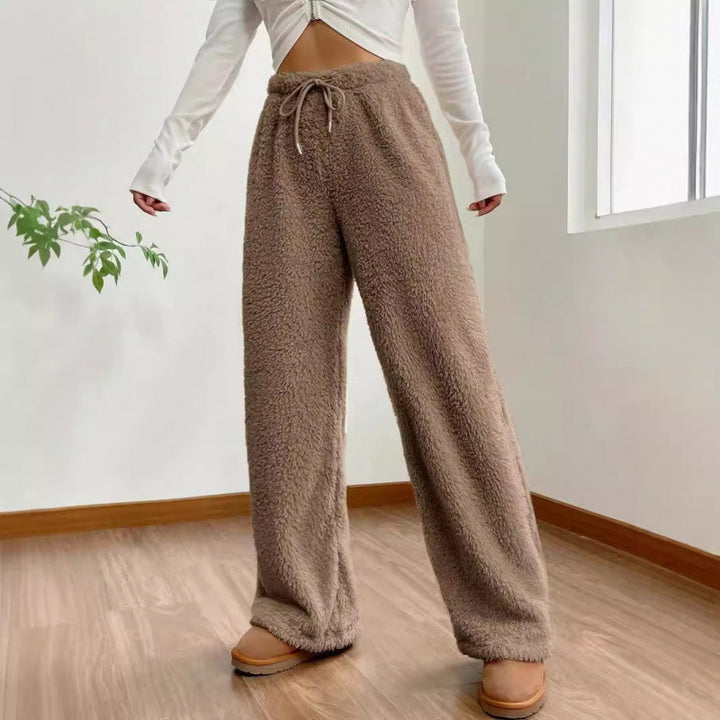 Ladies Relax Soft Pants with Tie Belt and Wide Legs Lune London