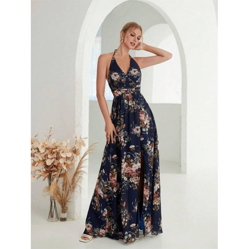 Lune London Floral Halter Maxi Dress for Women