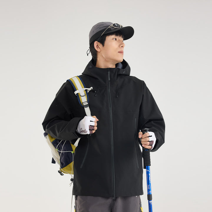Men's Waterproof Softshell Outdoor Jacket with Adjustable Hood and Breathable Membrane Amarae