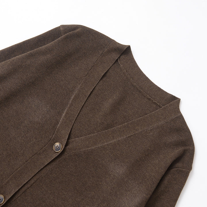 Women's Oversized Knit Cardigan with V-Neck and Patch Pockets Amarae