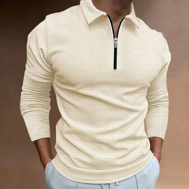 Structured long sleeve shirt for men with zipper and high collar Lune London