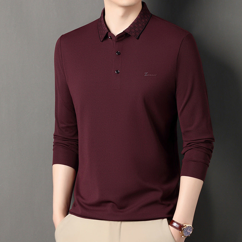 Men's Long Sleeve Polo with Structured Collar and Functional Design Lune London