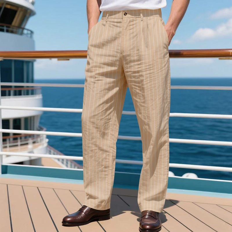 Elegant striped pants for men in high-quality cotton blend with a relaxed fit Lune London