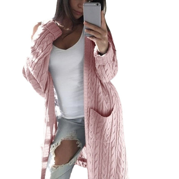 Women's knitted coat with patterns and practical pockets in an open cut Amarae
