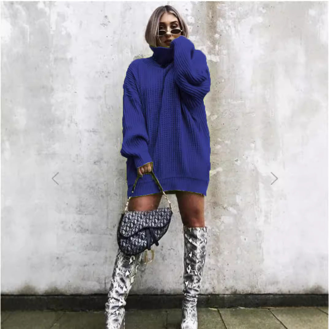 Oversized knitted sweater for women with high collar and oversized fit Lune London