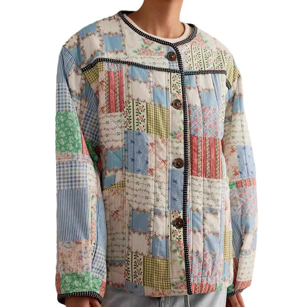 Ladies Quilted Bomber Jacket Patchwork Lune London