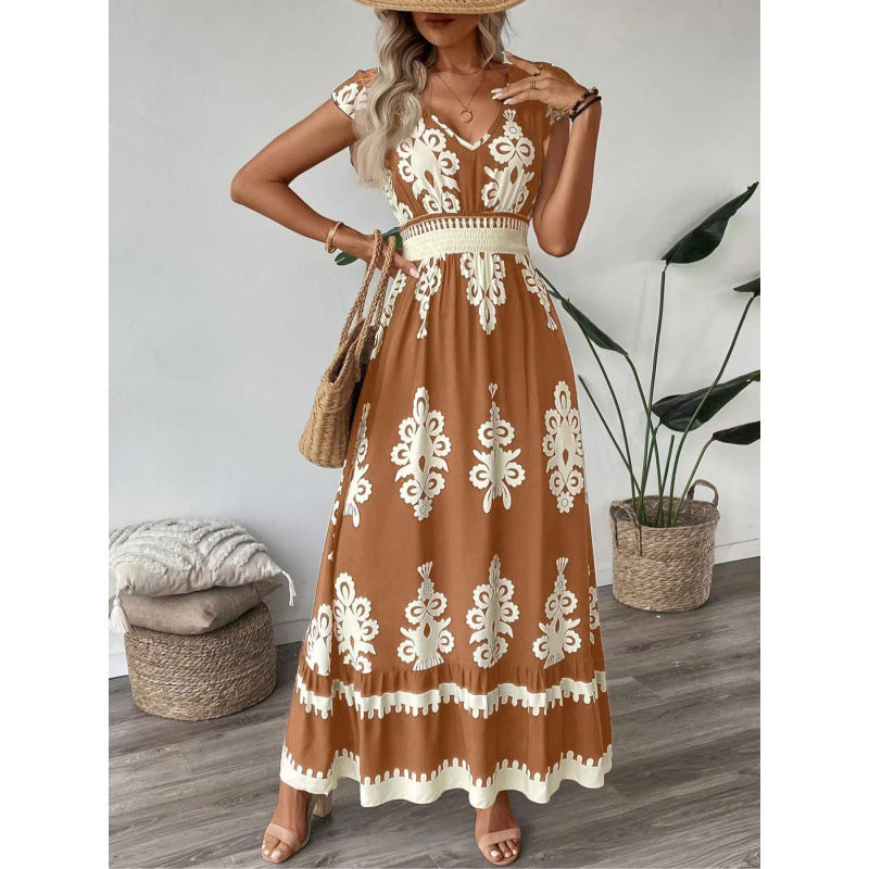 Lune London Embroidered V Neck Maxi Dress for Women