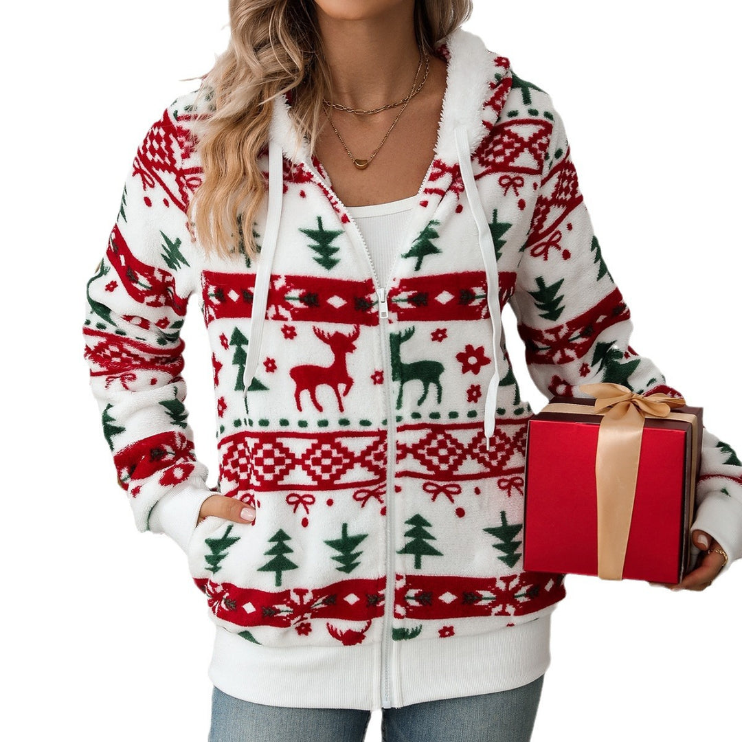 Ladies Cozy Hooded Sweater with Festive Pattern Lune London