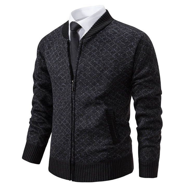 Men's knitted jacket with modern zipper and structured design Lune London