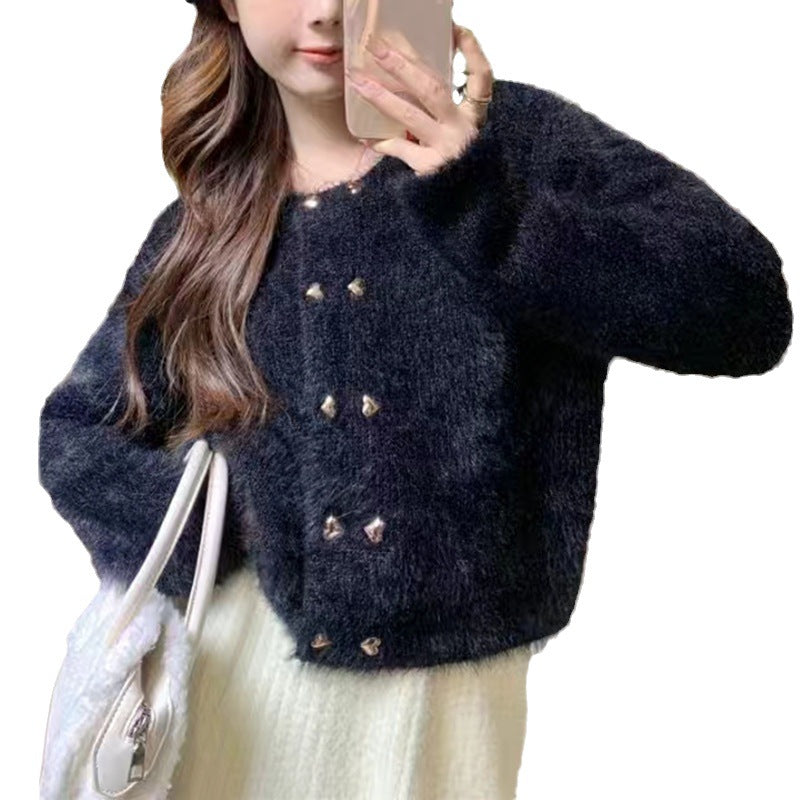 Cardigan moelleux pour femme avec détails de boutons dorés Chic & Stil