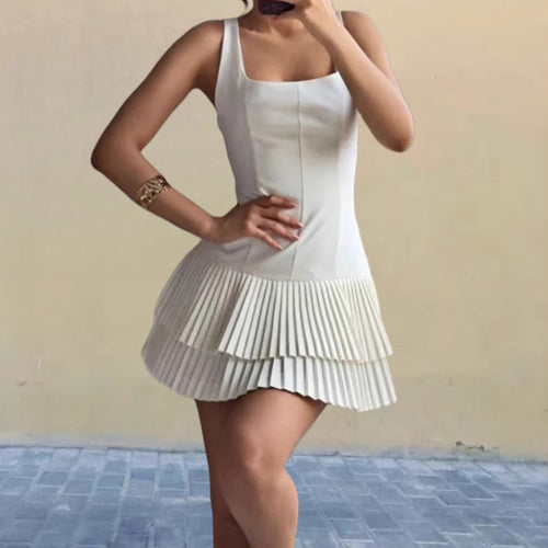 Robe courte fluide pour femme avec détails en volants Chic & Stil