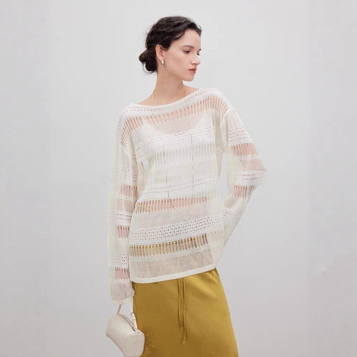 Pull en maille aéré pour femme avec un motif en dentelle tendance Chic & Stil