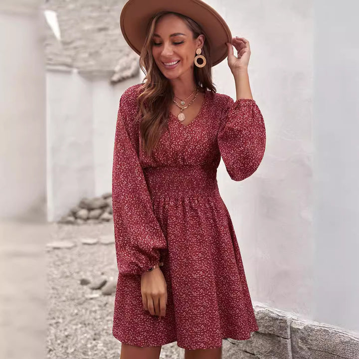 Dress women with V-neck and elegantly draped Lune London
