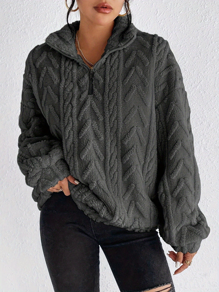 Women's fleece sweater with high collar and structured design Lune London