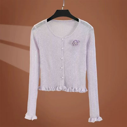 Knitted jacket for women with a delicate floral pattern Amarae