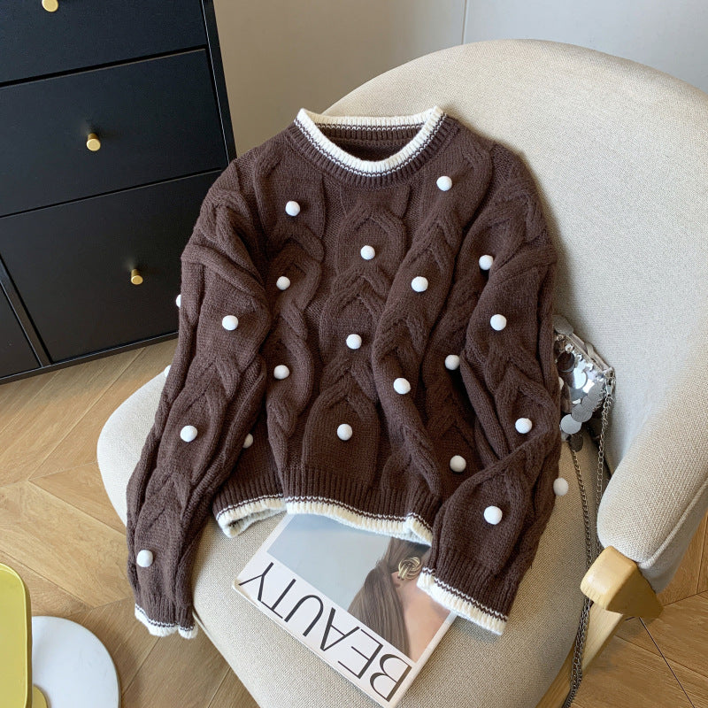 Pull surdimensionné en tricot épais pour femmes avec un motif en câble décontracté et des appliqués ludiques Chic & Stil