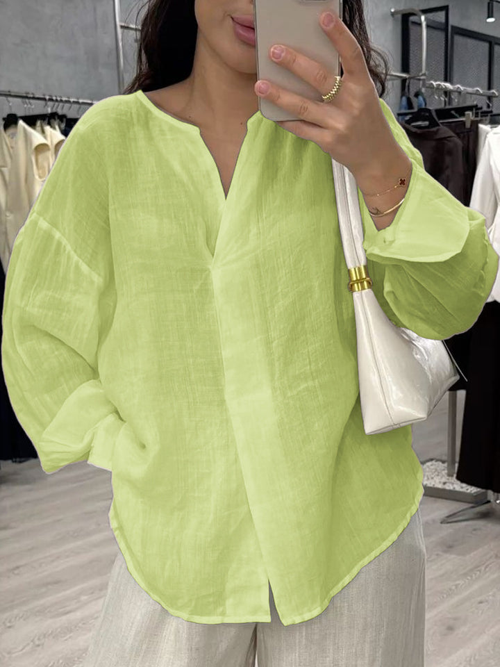 Casual V-neck linen top for women with relaxed fit Lune London