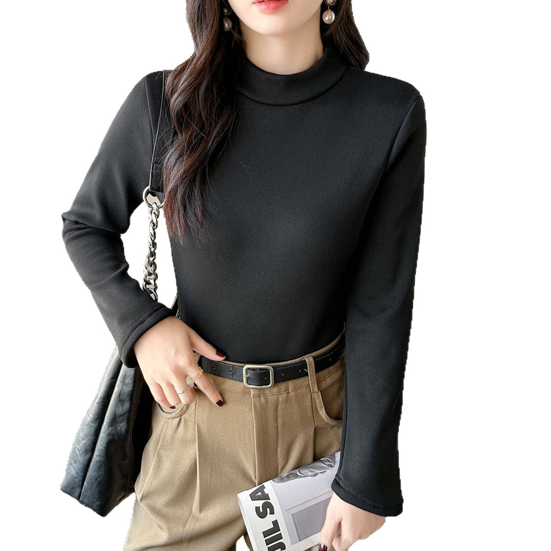 Ladies fashionable long sleeve top with stand-up collar Chic & Stil