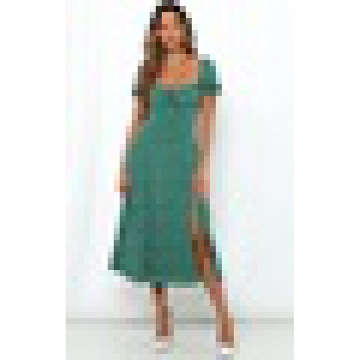 Elegant flared maxi dress for women with side slits Lune London