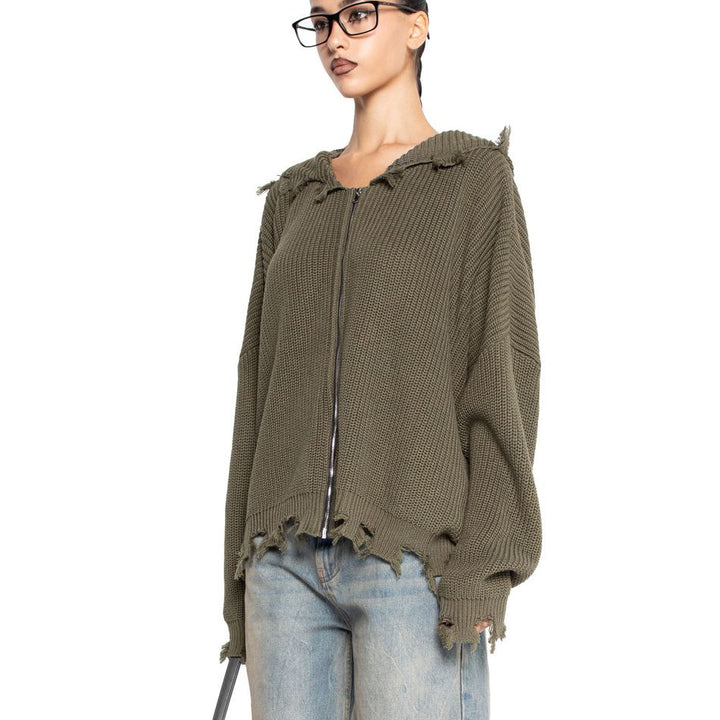 Casual hoodie for women with a trendy ripped design and wide sleeves Lune London