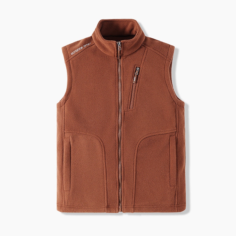 Men's Windproof Micro-Fleece Vest with Stand Collar, Full Zip and Chest Pocket Amarae