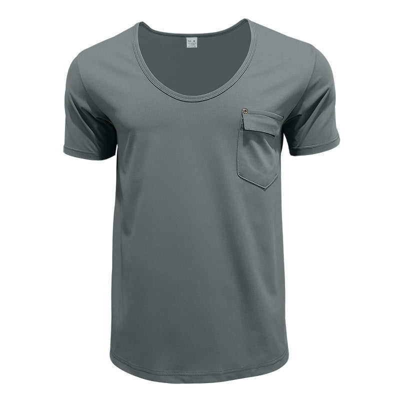 Men's sports t-shirt with deep V-neck and practical chest pocket Lune London