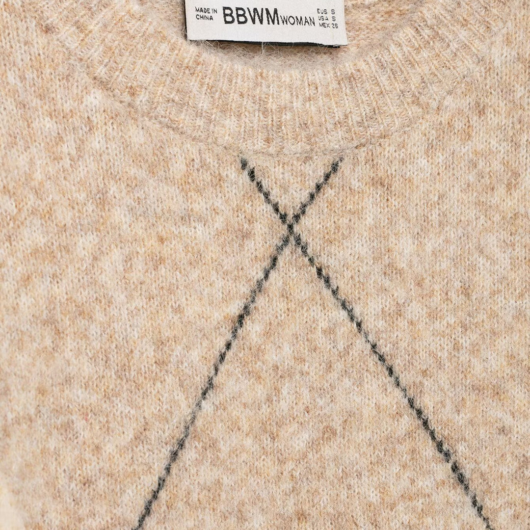 Women's argyle sweater made of wool blend with soft pile and boxy cropped silhouette Amarae