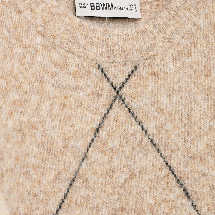 Women's argyle sweater made of wool blend with soft pile and boxy cropped silhouette Amarae