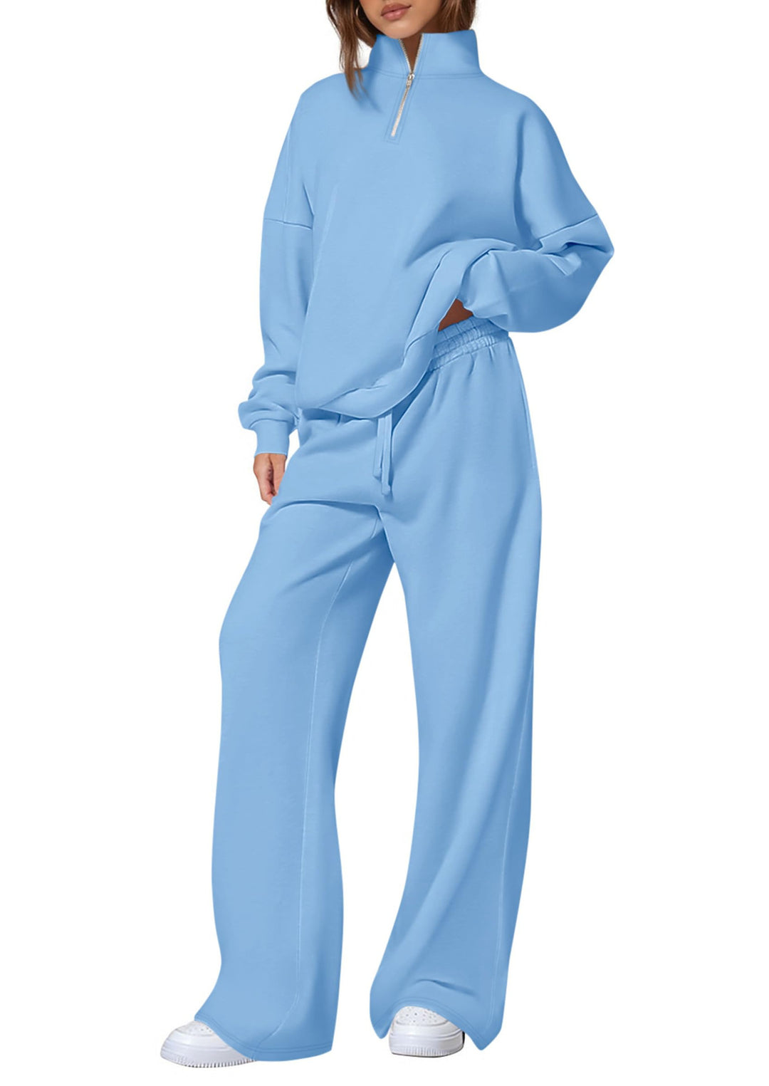 Casual sweatpants set for women with high collar and zipper Lune London