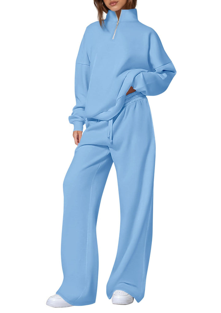 Casual sweatpants set for women with high collar and zipper Lune London