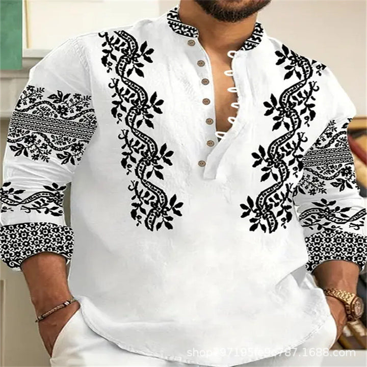 Casual embroidered shirt for men with button placket Amarae